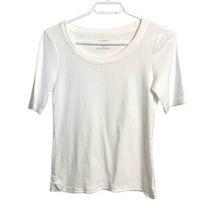 Talbots Petite Bright White 100% Pima Cotton T Shirt